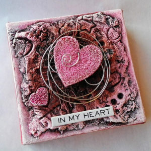 Mixed media valentine Powertex canvas