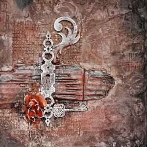 Mixed media Powertex canvas Key by Kore Sage