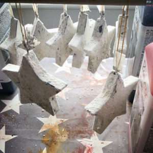 Stone Art stars hanging to dry