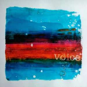 Voice mono print by Kore Sage, published on cover on Martlets Hospice Art Therapy service brochure.