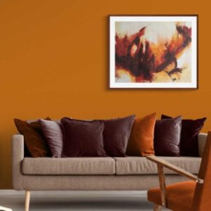 The Wave by Kore Sage on orange living room wall